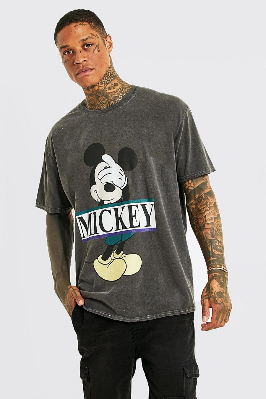 Charcoal Oversized Overdye Mickey License T-shirt image number 1