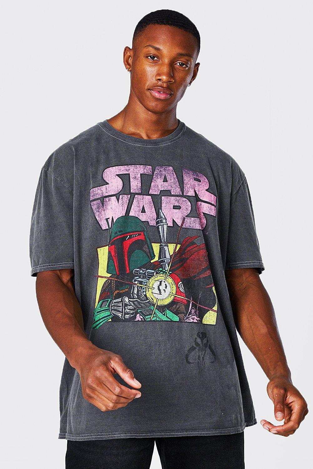 Oversized Acid Wash Star License T-shirt boohoo