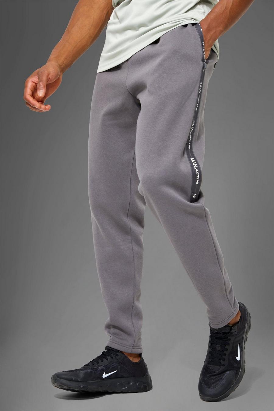 Pantaloni tuta Man Active Gym con zip, Charcoal gris