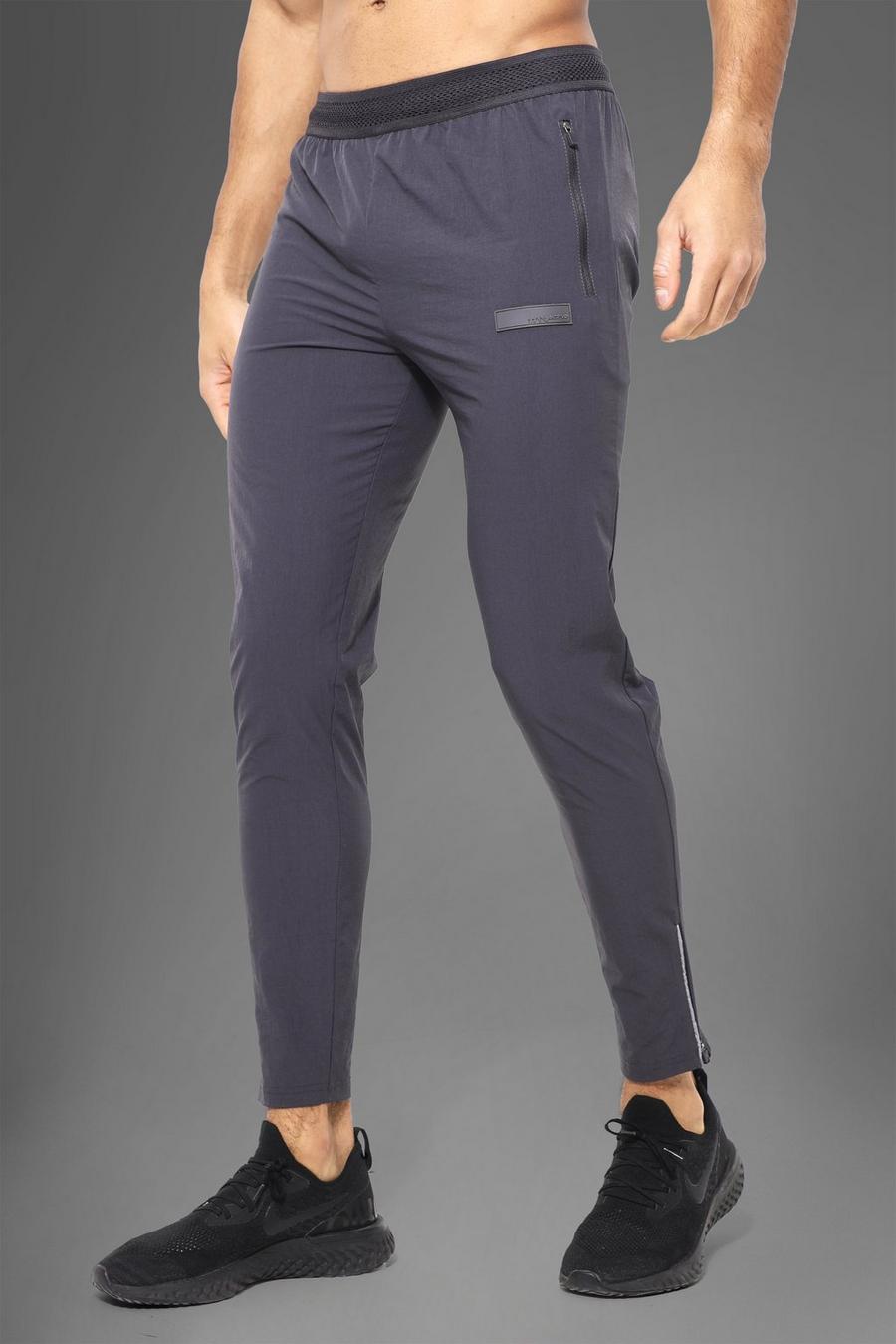 Charcoal grey Man Active Gym Textured Track Pant