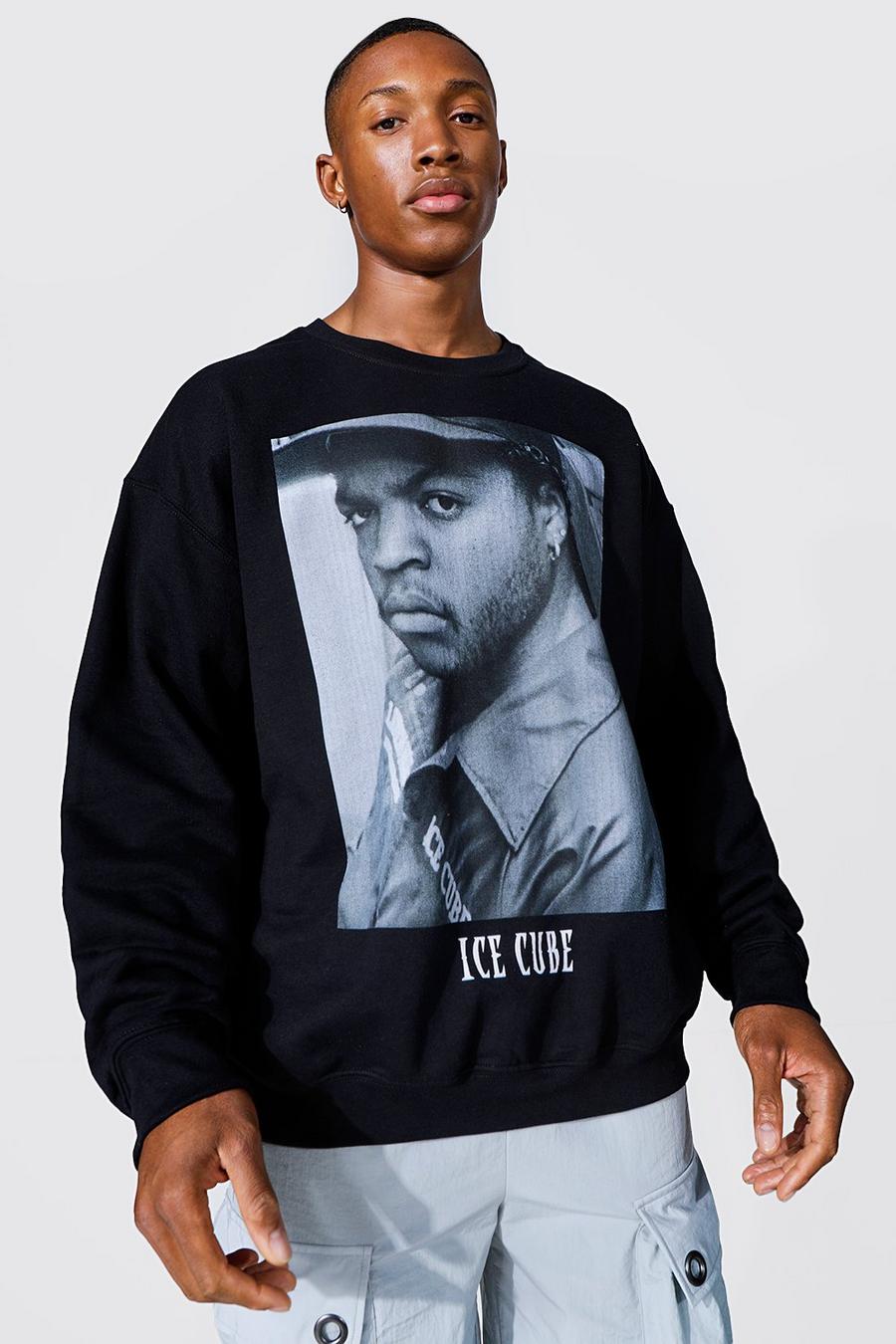 שחור סווטשרט אוברסייז ממותג Ice Cube image number 1
