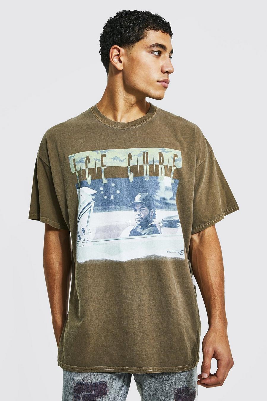 Brown Oversized Overdye Ice Cube License T-shirt image number 1