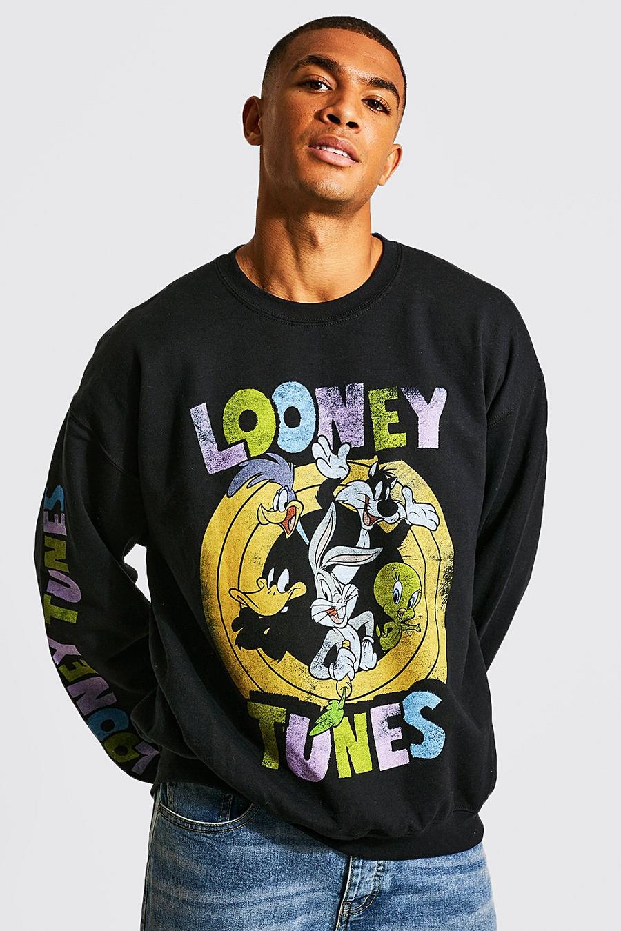 Black Oversized Looney Tunes License Sweatshirt image number 1