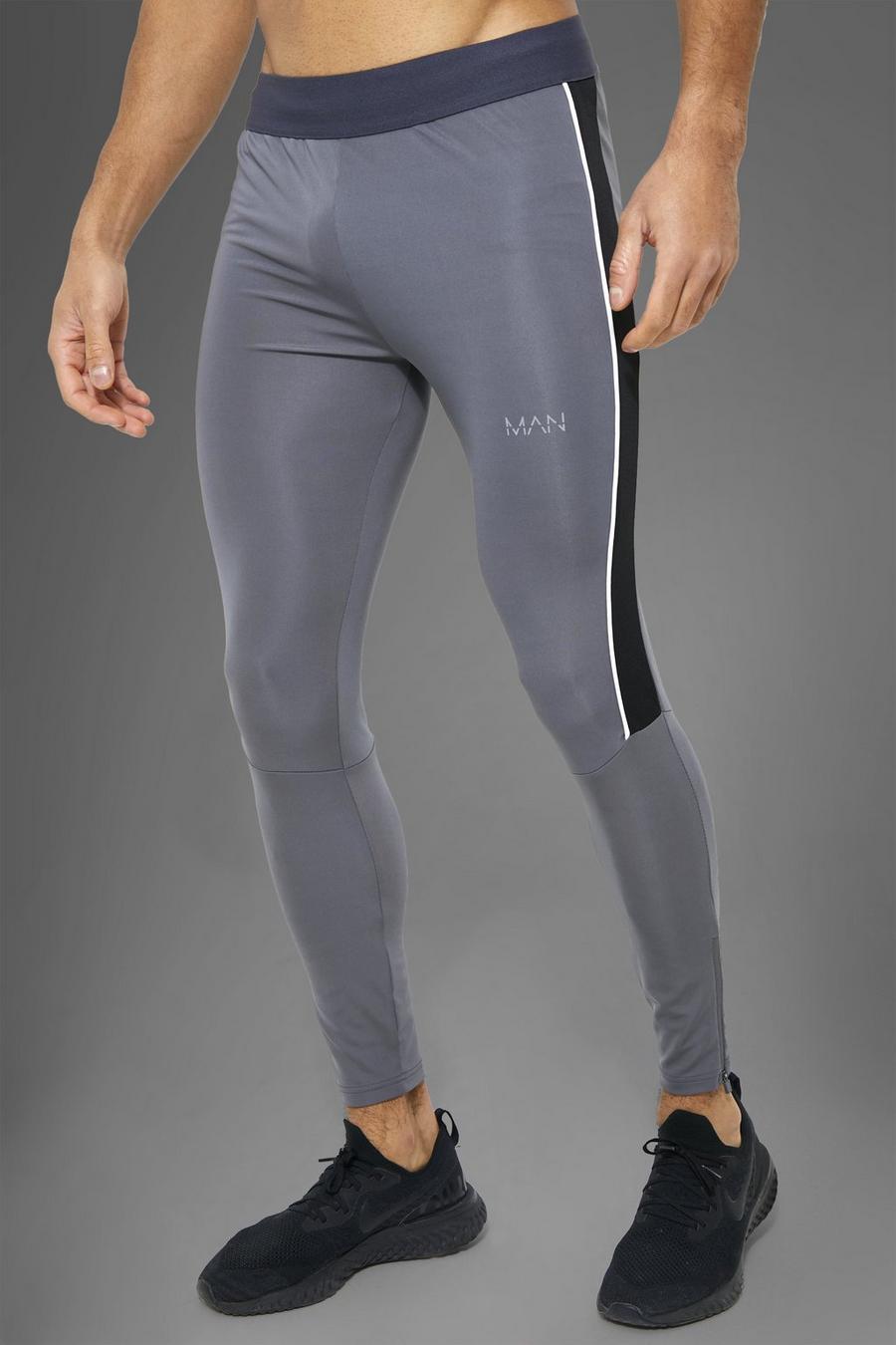 Charcoal grey Man Active Gym Contrast Piping Legging