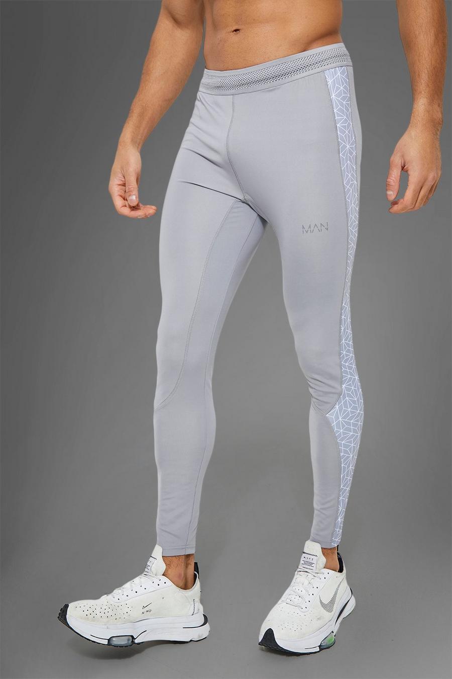 Legging Man Active Gym con pannelli in jacquard, Grey gris image number 1