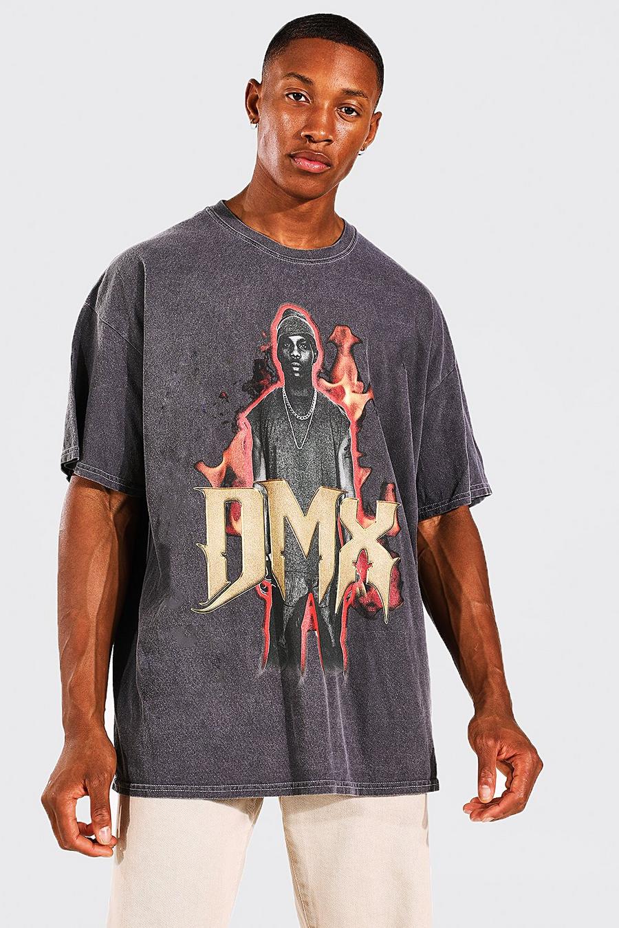 Charcoal DMX Oversize överfärgad t-shirt image number 1