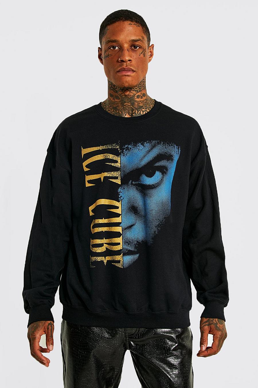 Black Oversized Ice Cube License Sweatshirt image number 1