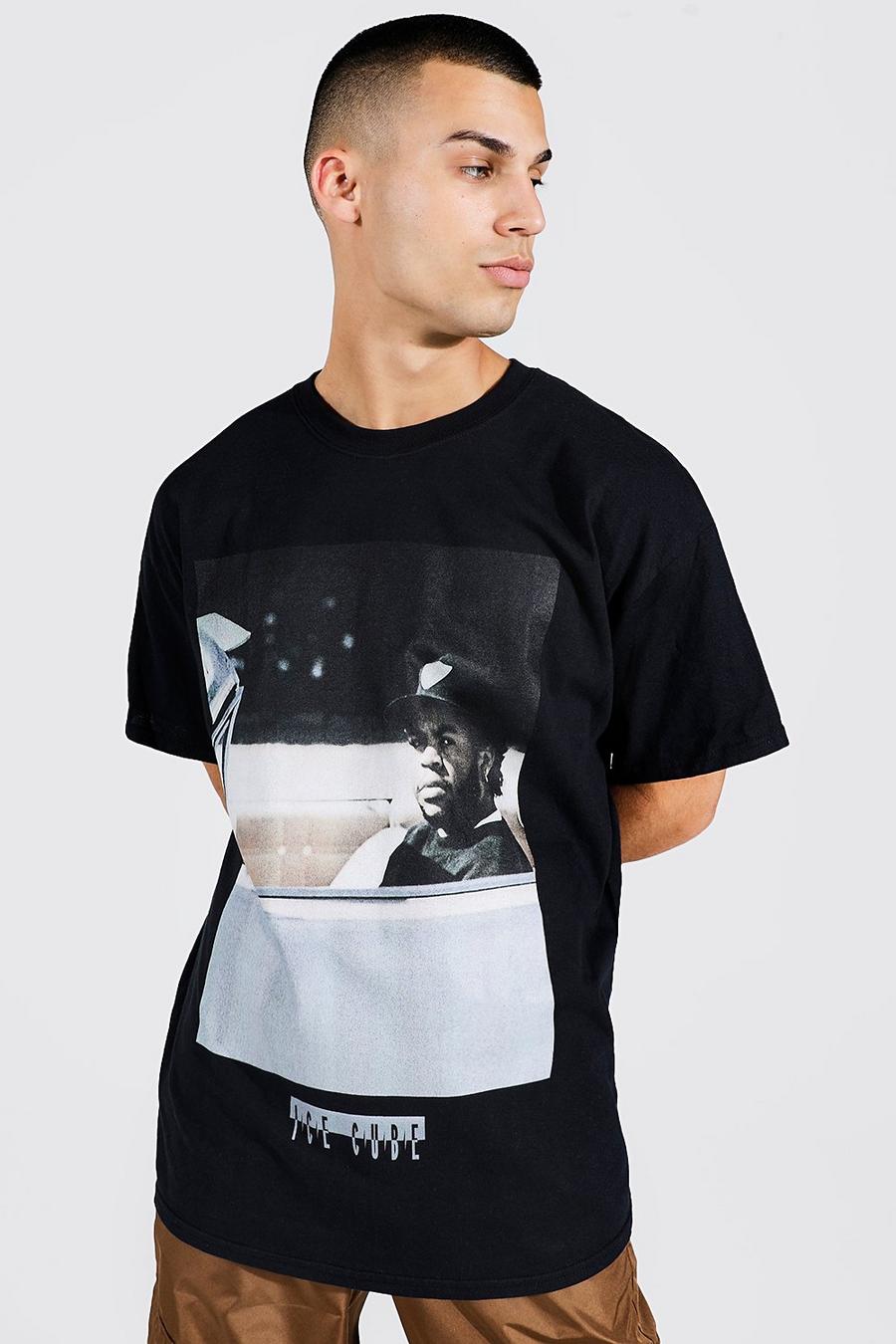 Black Oversized Ice Cube Car License T-shirt image number 1
