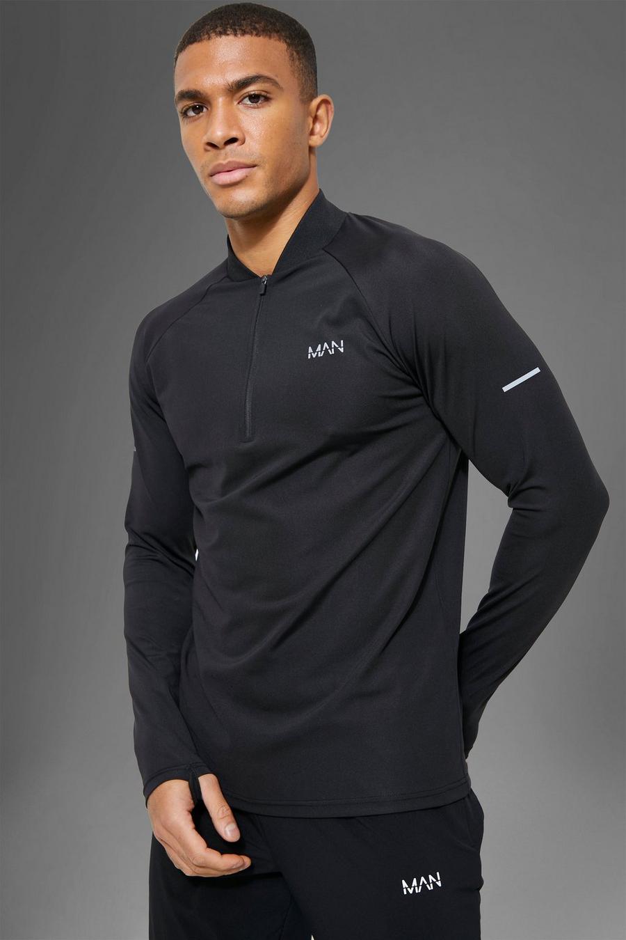 Black Man Active Reflecterend Fitness Vest Met Bomberjack Kraag image number 1