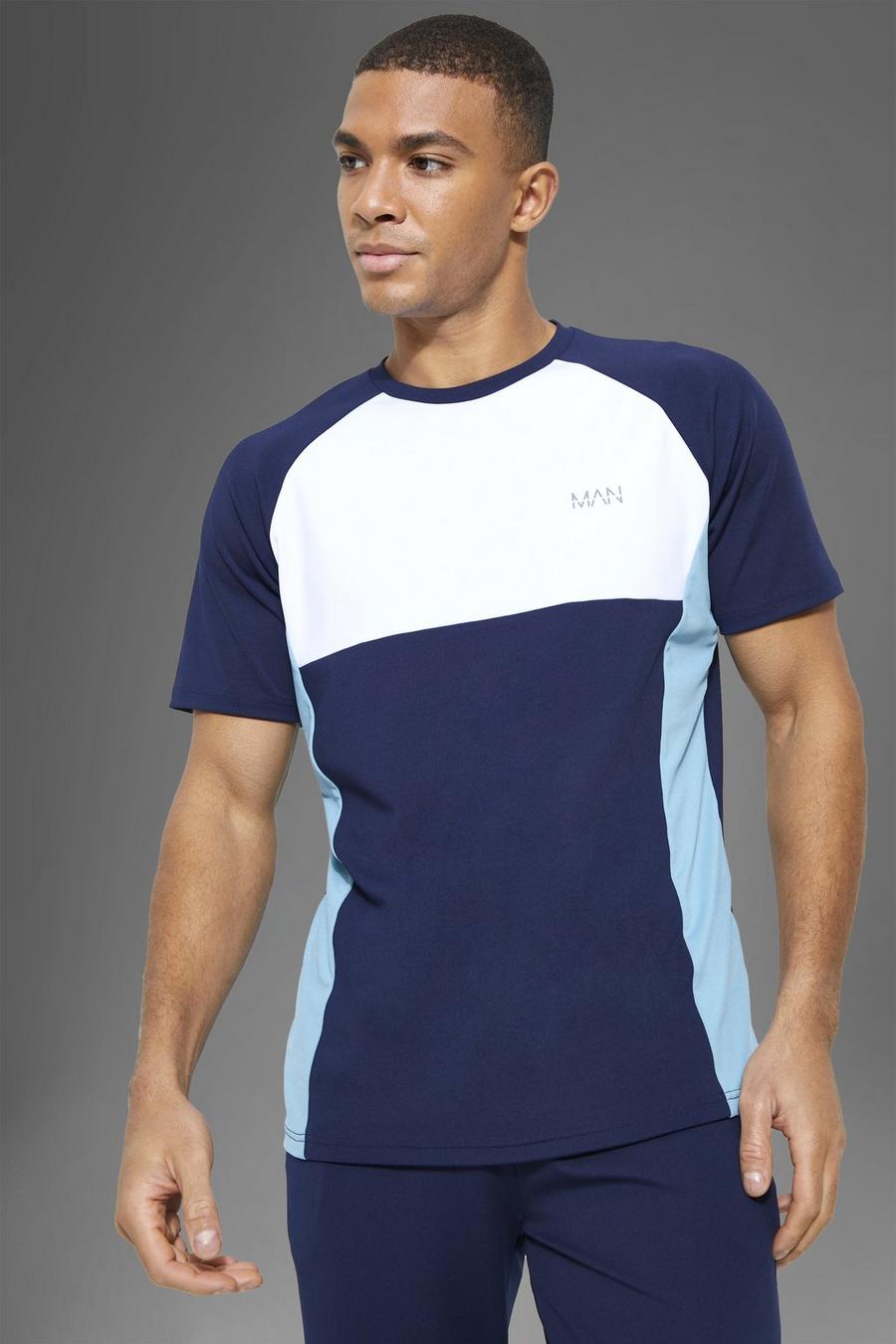 Navy Man Active Gym Side Stripe T-Shirt image number 1