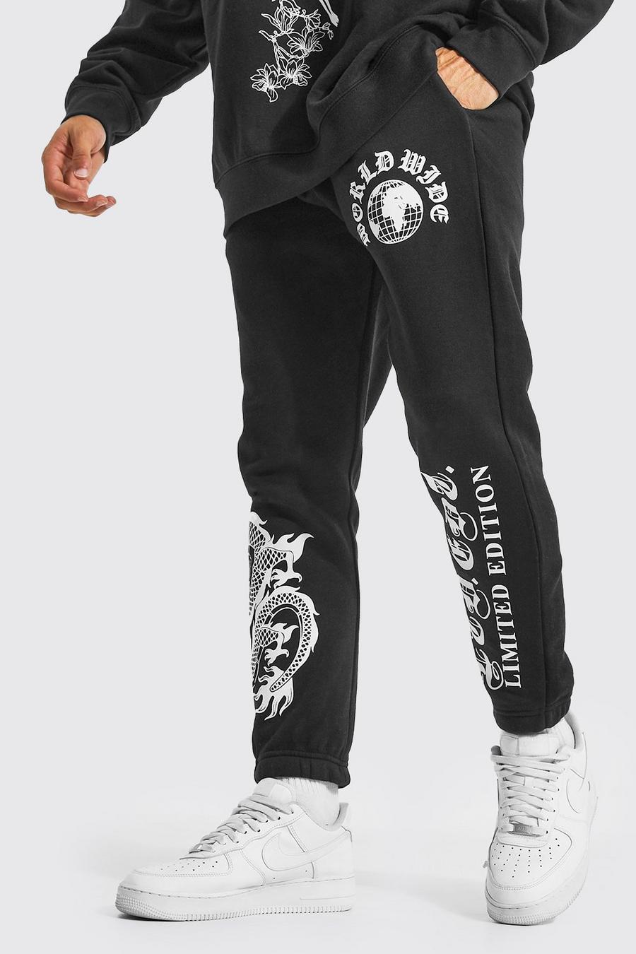 Black Tapered Fit Limited Edition Cropped Joggers image number 1