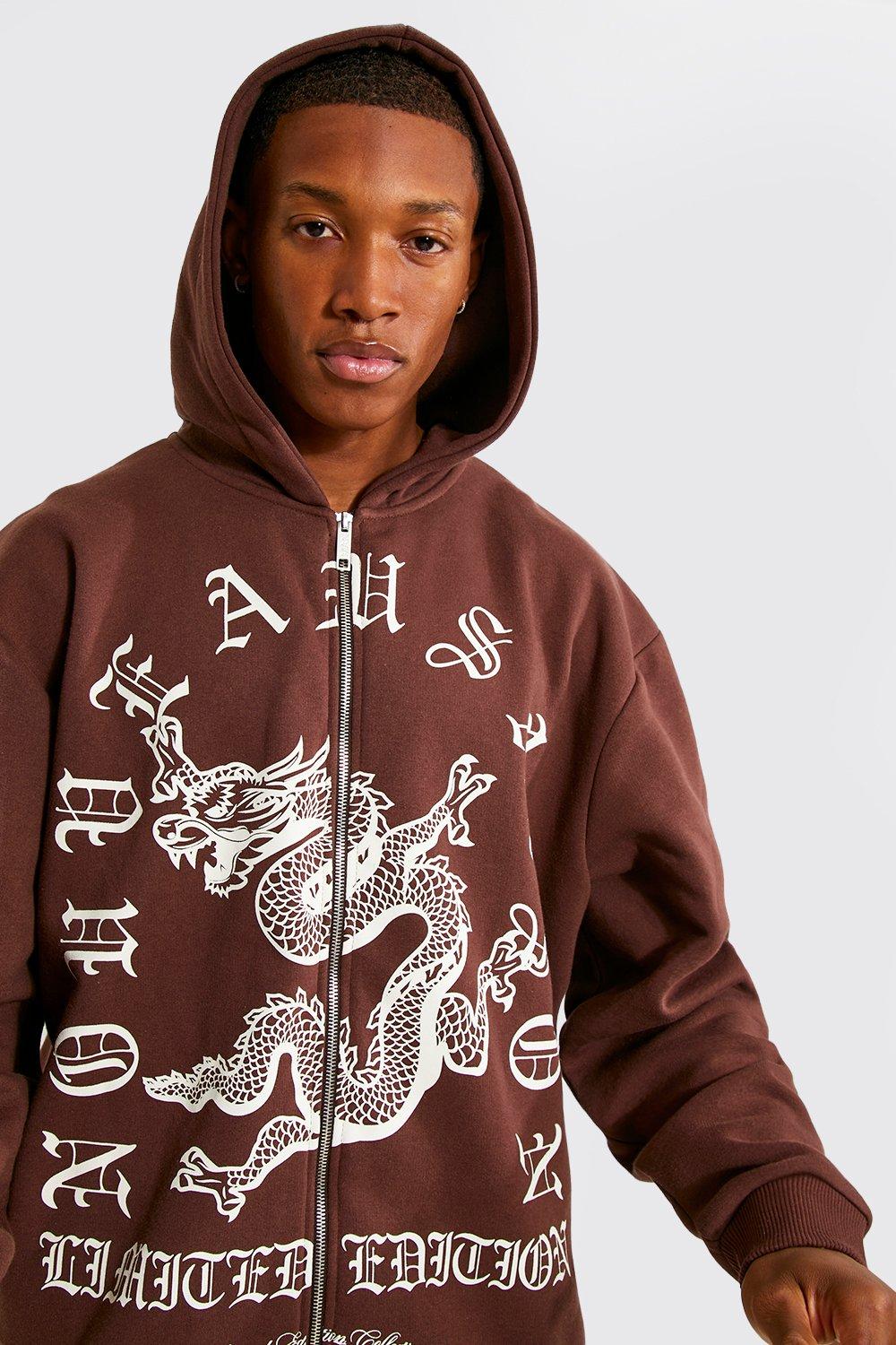 Oversized Dragon Graphic Hoodie