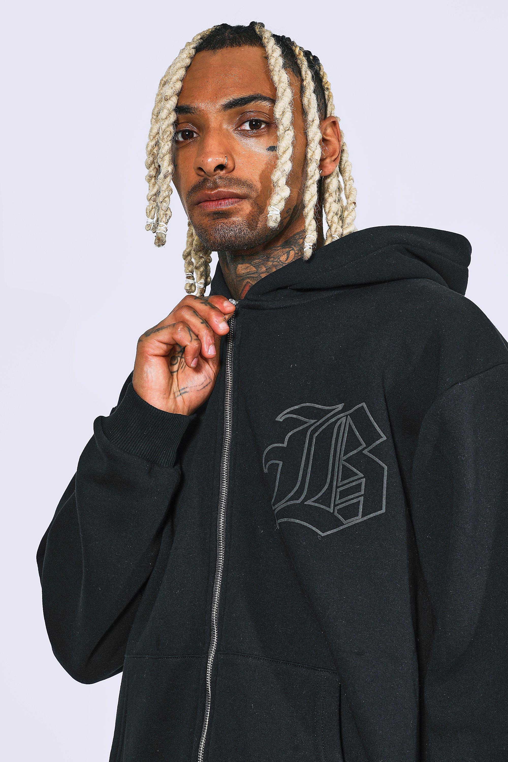 Oversized Varsity Puff Zip Through Hoodie boohoo