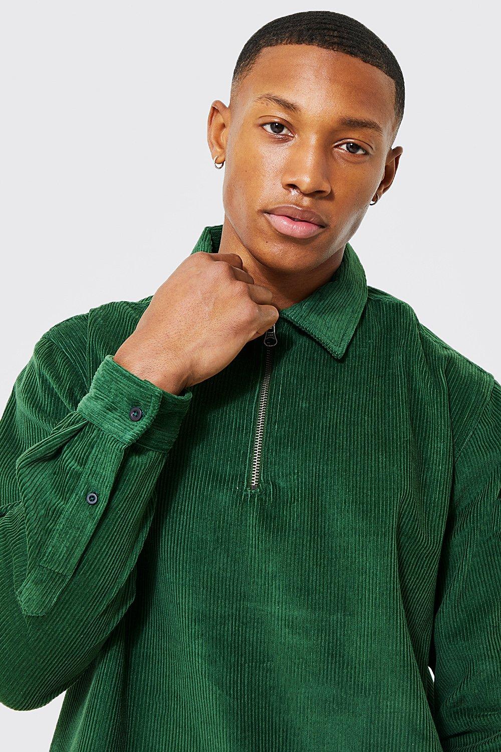 Cord Half Zip Shirt And Trouser Set boohoo