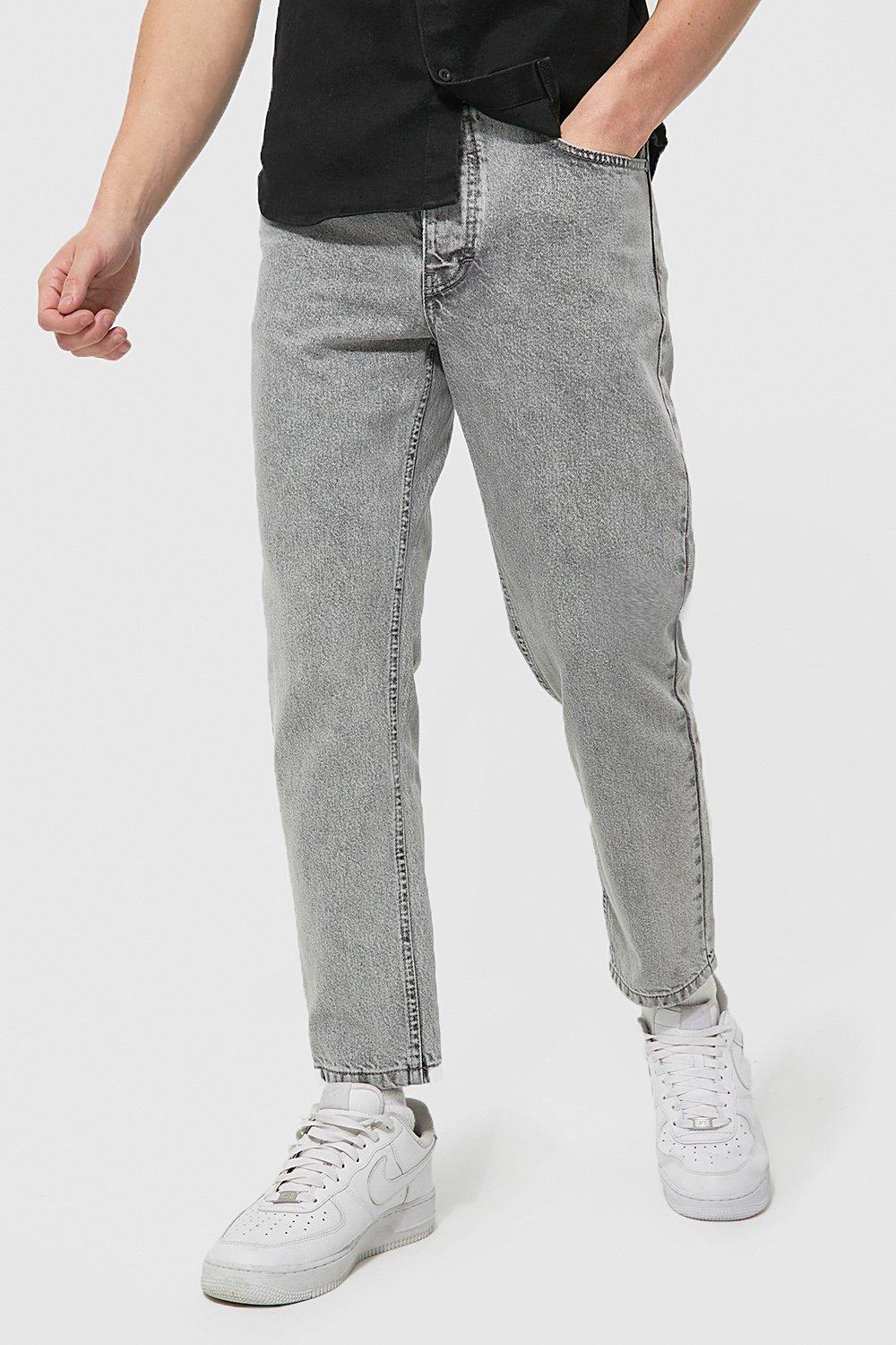 mens grey tapered jeans