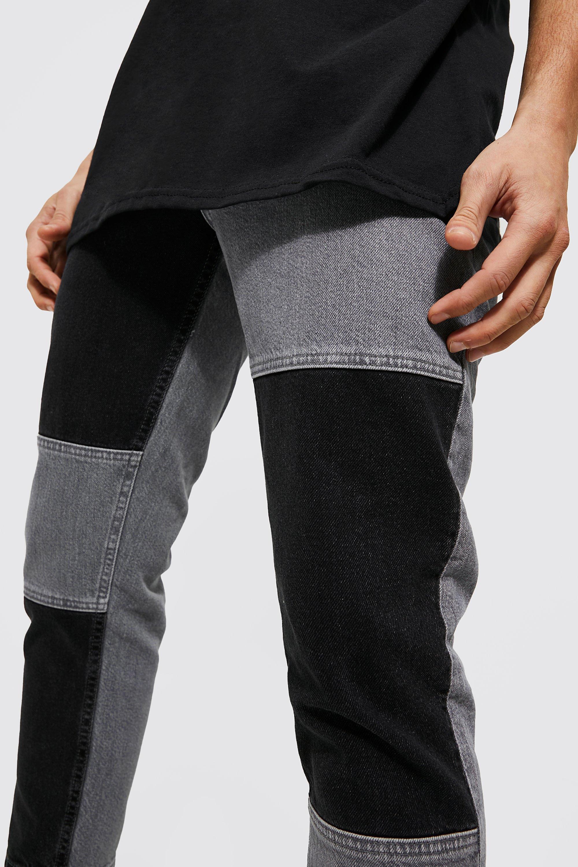 patchwork jeans grey