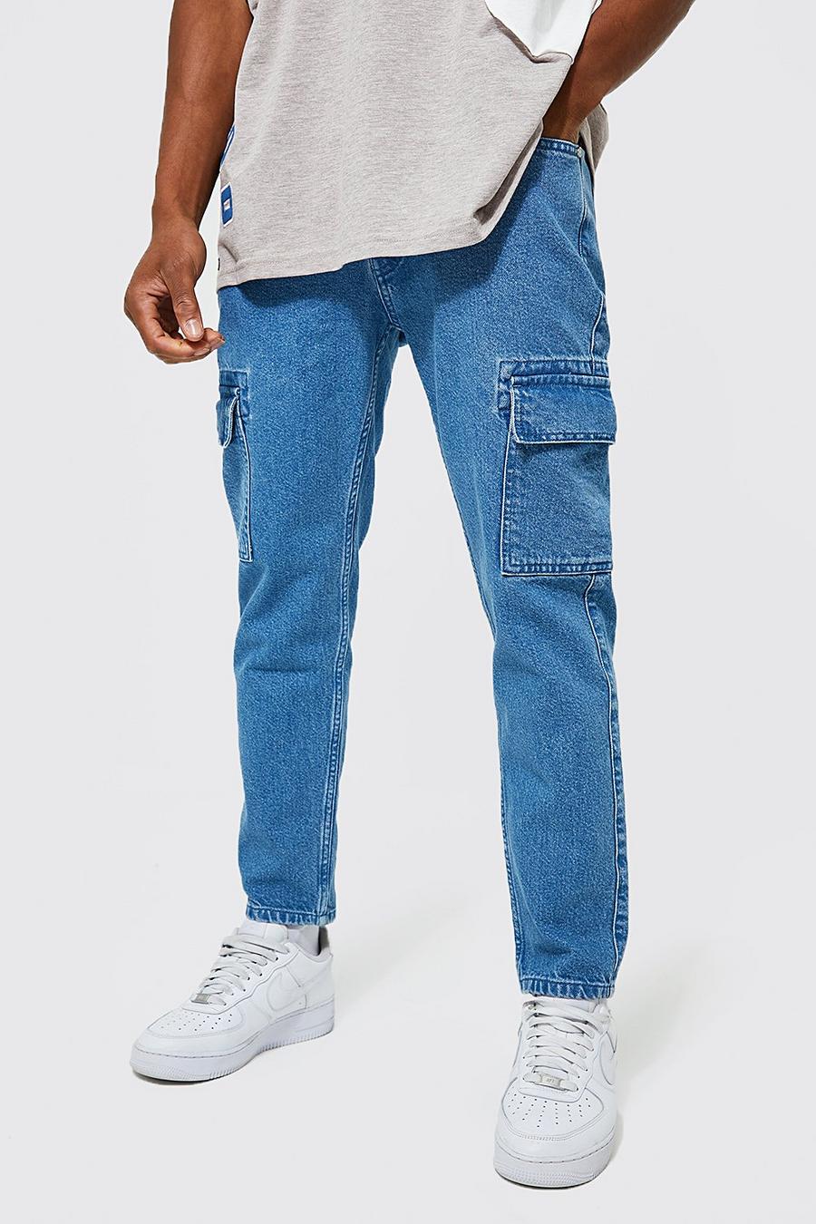 Light blue Tapered Fit Cargo Jeans image number 1