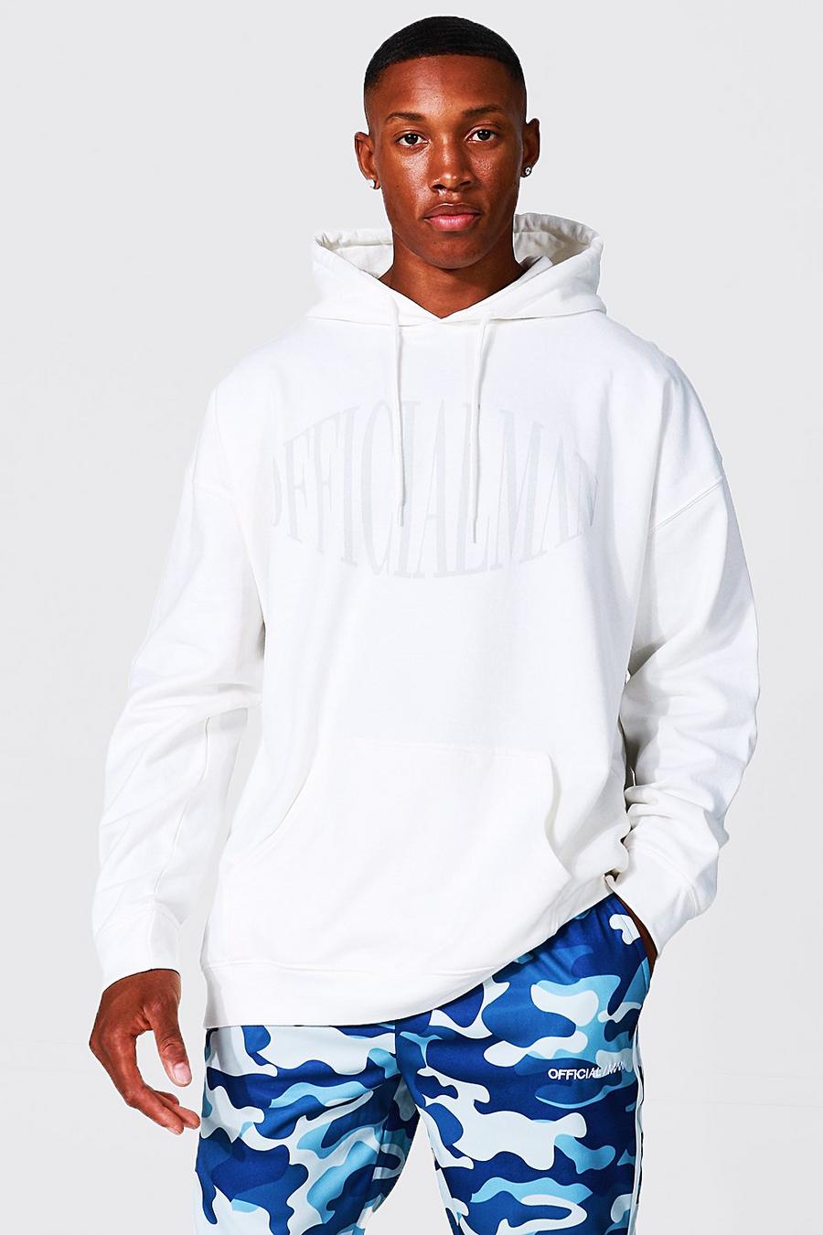 Ecru Oversized Monochrome Official Man Hoodie image number 1