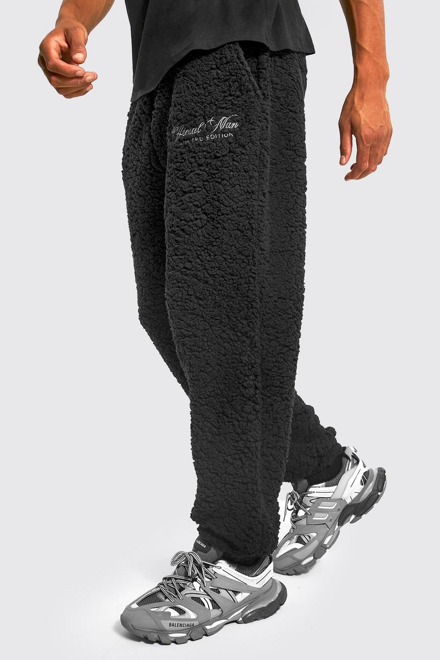 Pantaloni tuta Tall oversize Official Man in pile borg, Black image number 1