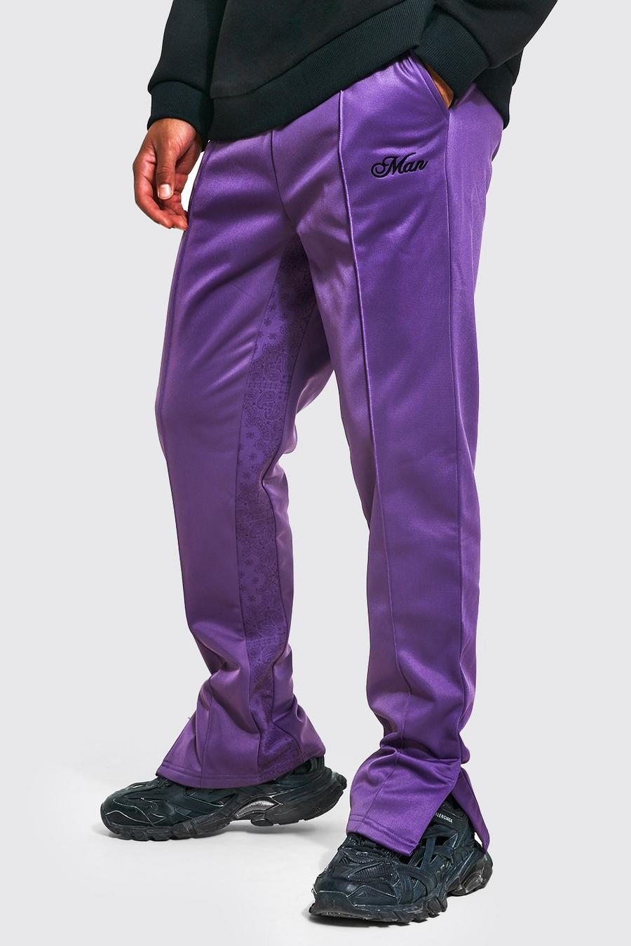 Pantaloni tuta Tall in tricot con pannelli e spacco sul fondo, Purple image number 1