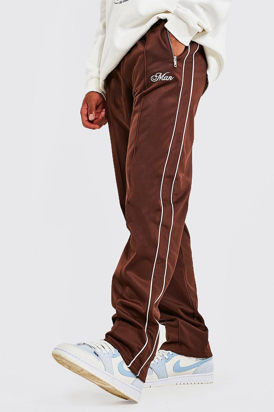 Chocolate Tall - MAN Joggers i trikå med kantband och ledig passform image number 1