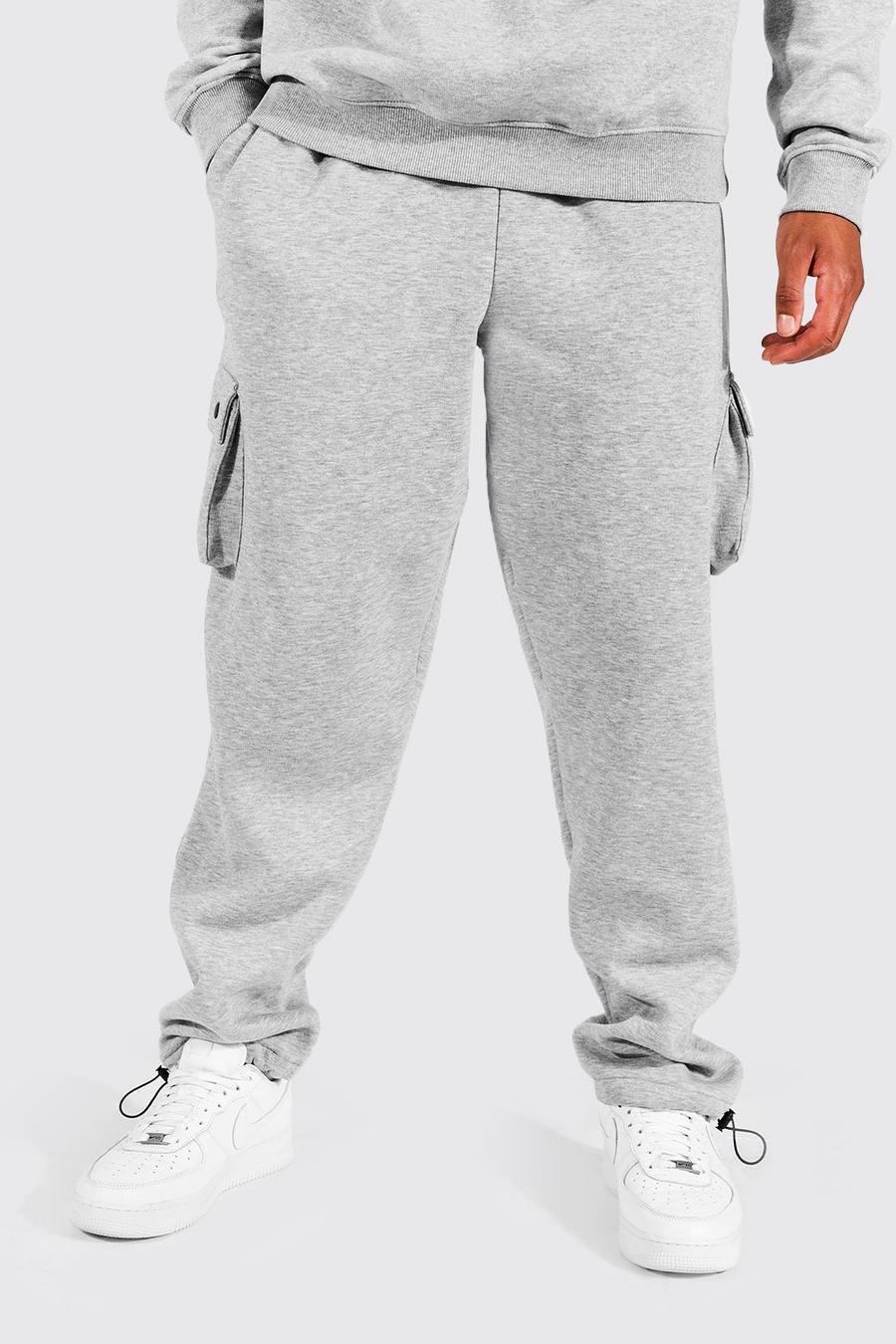 Pantaloni tuta Tall comodi stile Cargo con fermacorda sui polsini, Grey marl image number 1