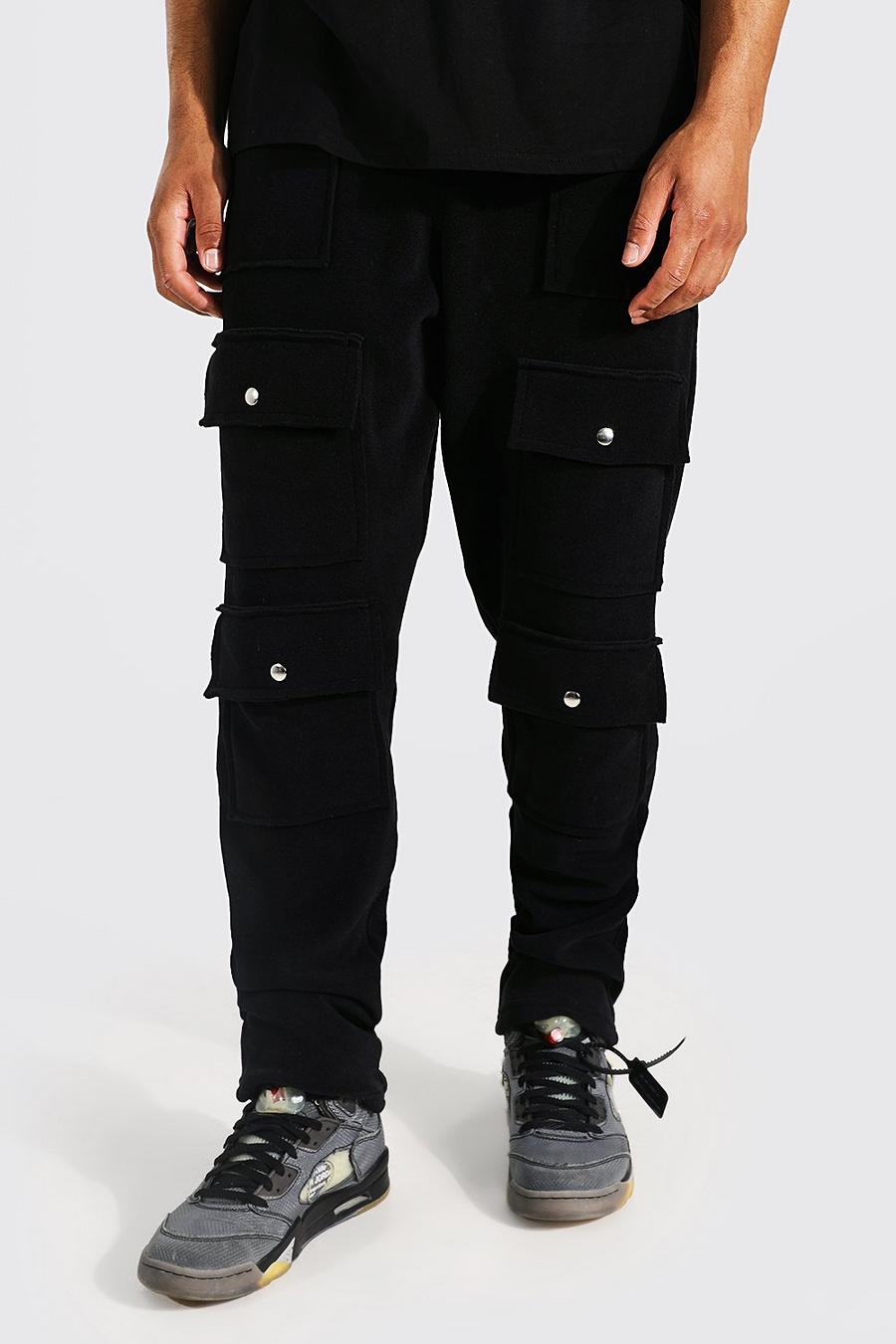 Pantaloni tuta Cargo Tall in fleece polare con tasche, Black image number 1
