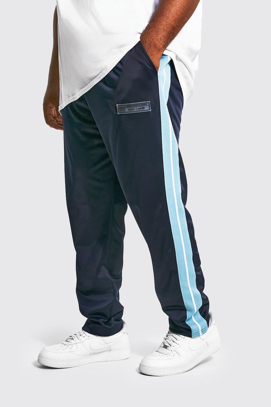 Plus Slim-Fit Trikot-Jogginghose mit Seitenstreifen, Navy image number 1