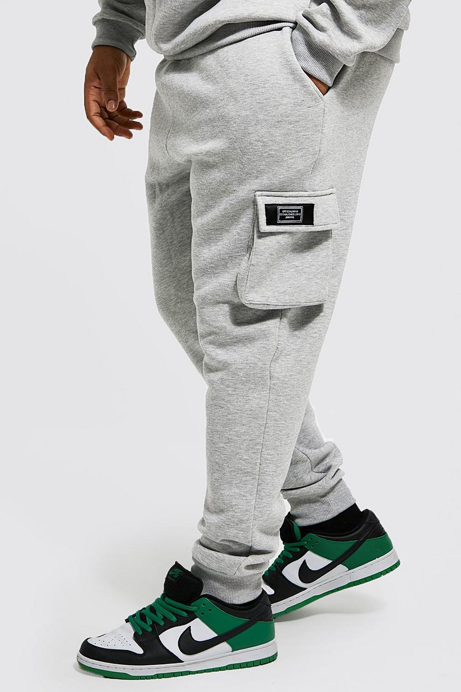 Grey marl Plus Skinny Cargo Jogger With Woven Tab image number 1