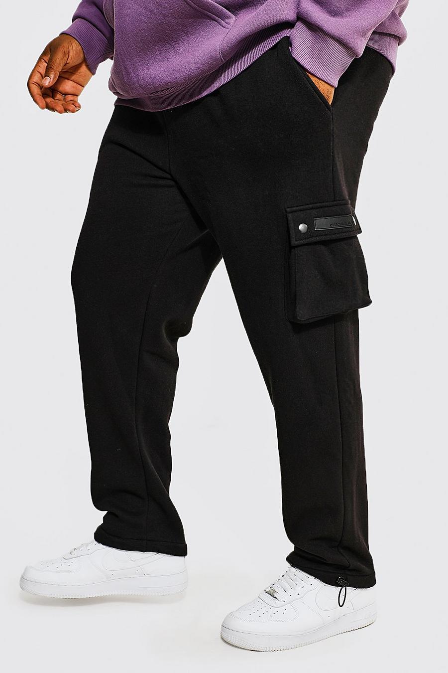 Black Plus Slim Fit Cargo Jogger With Toggle Cuff image number 1