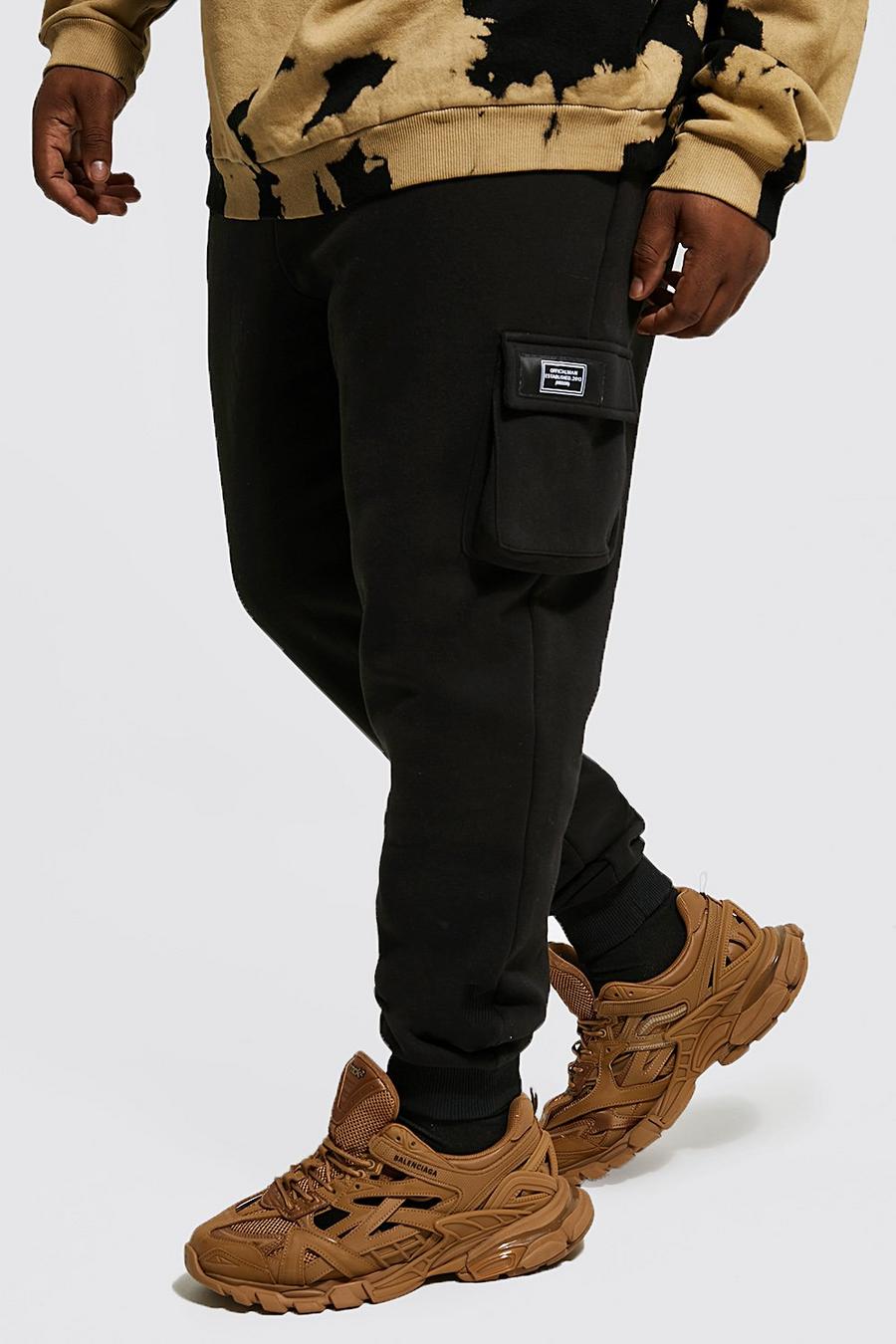Black Plus Skinny Cargo Jogger With Woven Tab image number 1