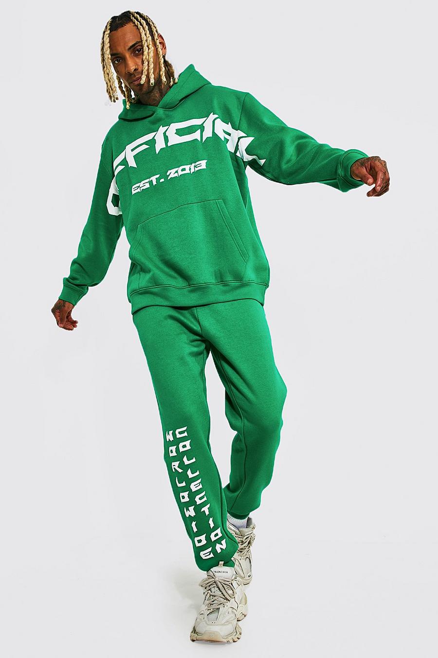Oversize Official Trainingsanzug mit Kapuze, Green image number 1