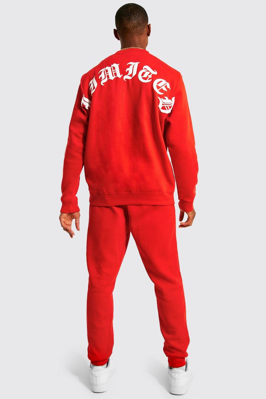 Red Limited Extended Neck Sweatshirt Tracksuit image number 1