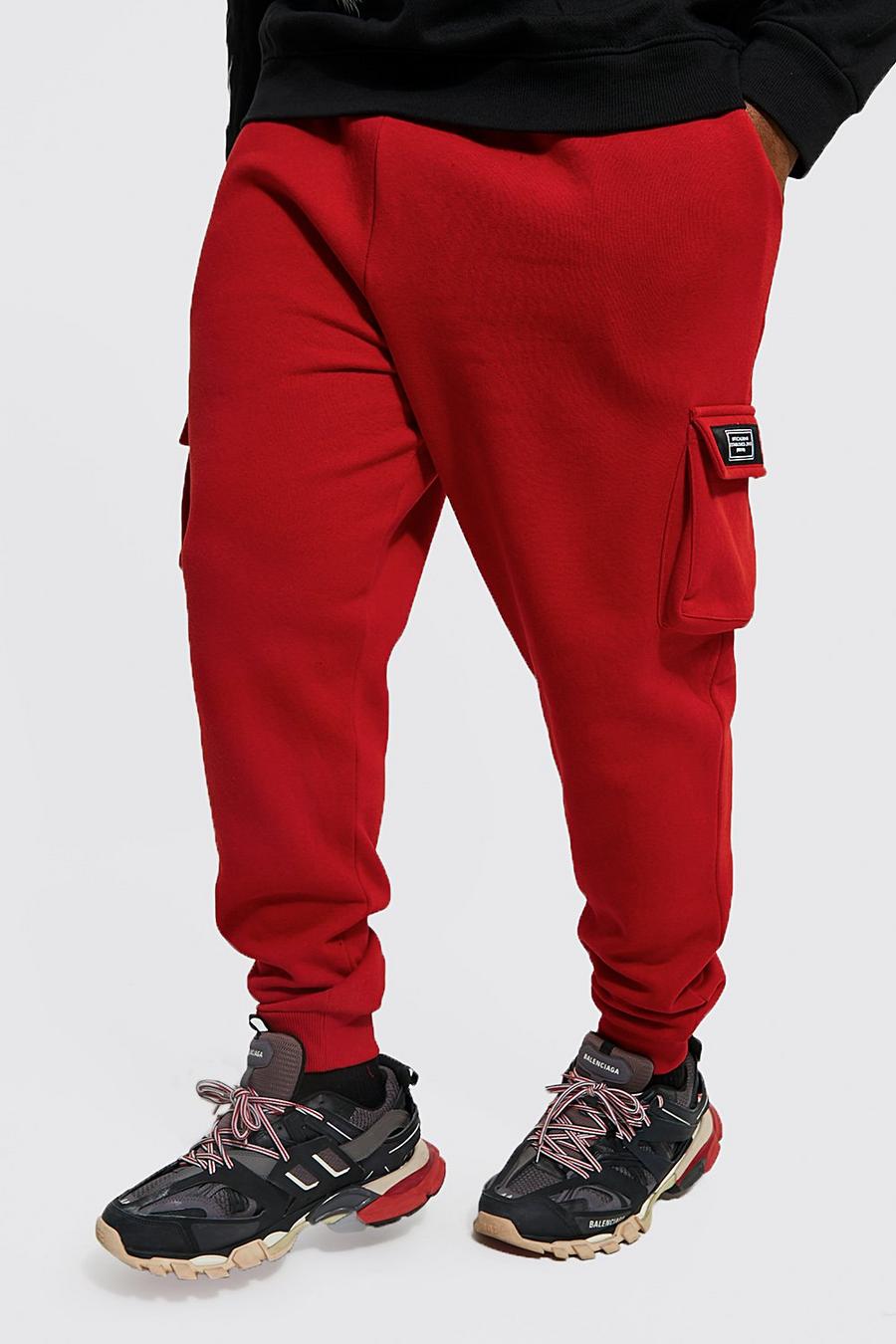 Red Plus Skinny Cargo Jogger With Woven Tab image number 1