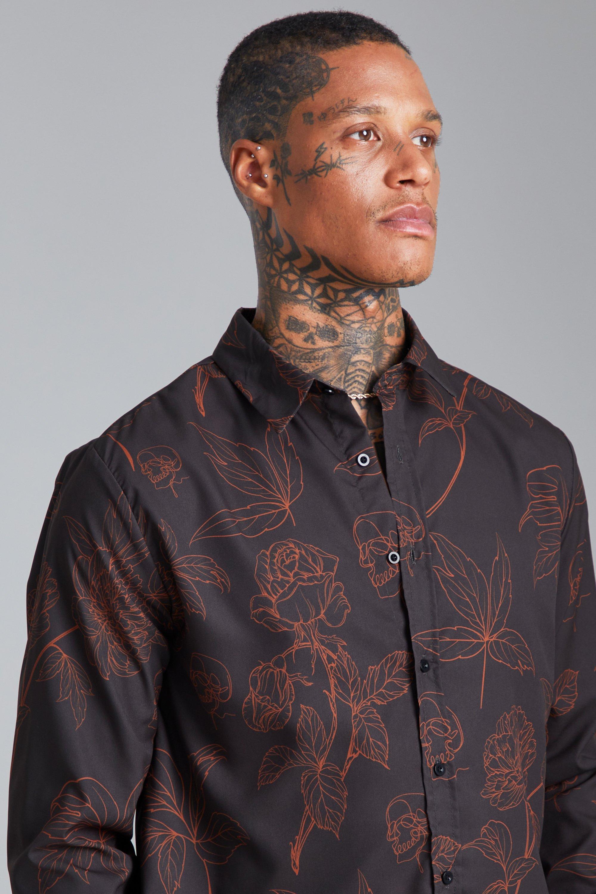 Camisa flores hombre manga larga online