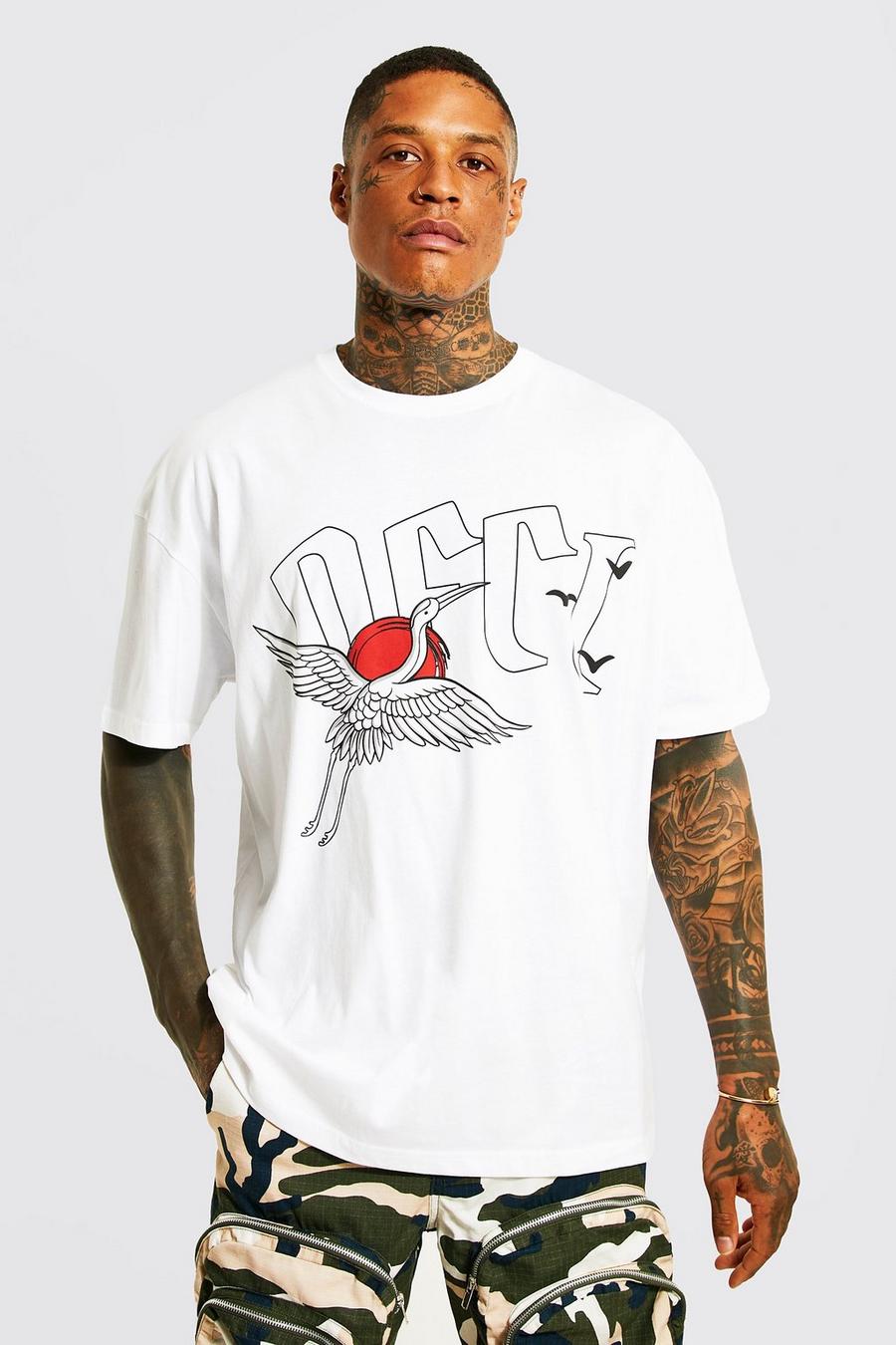 White Oversized Ofcl Graphic Print T-shirt image number 1