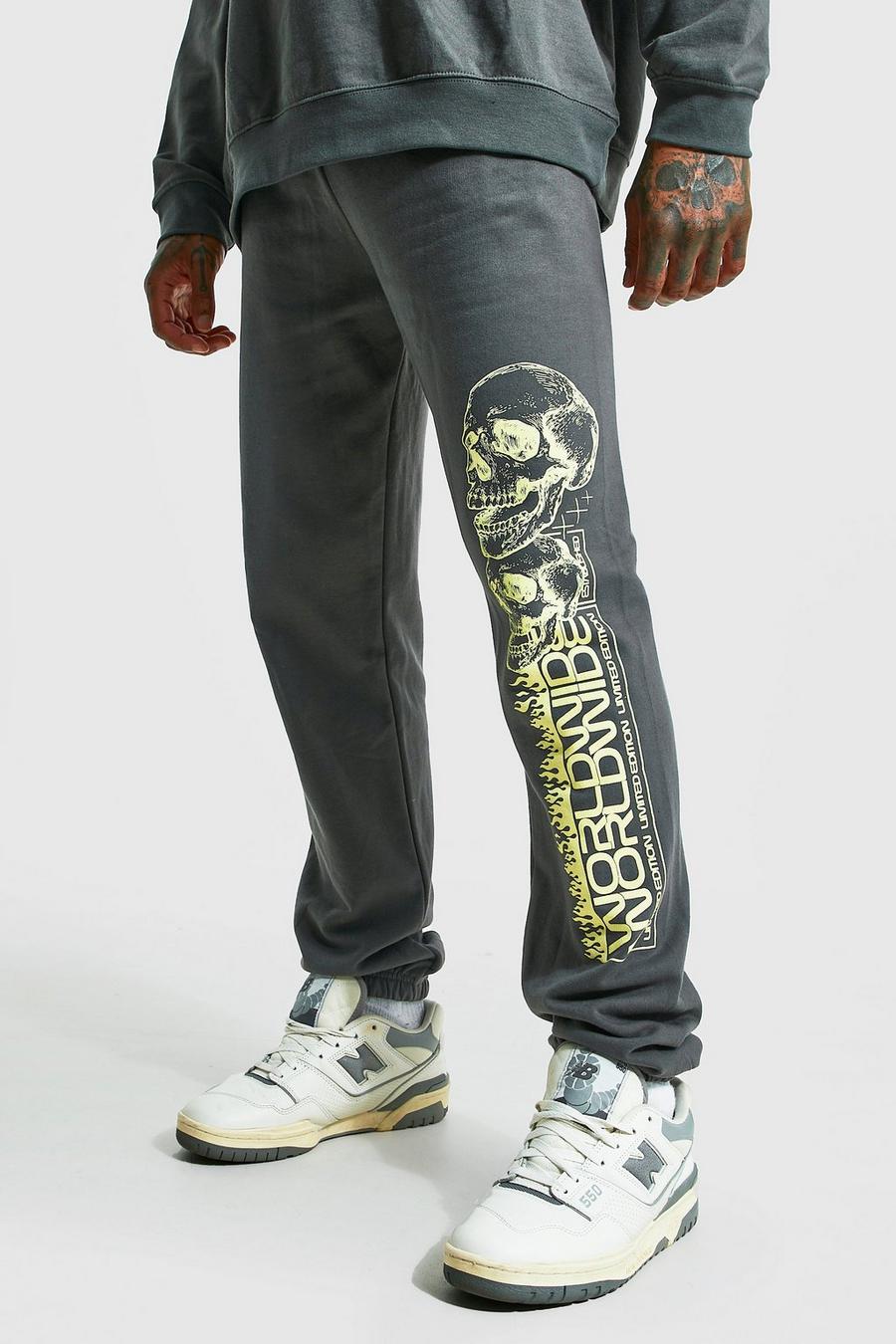 Charcoal Limited Edition Skull Graphic Jogger image number 1