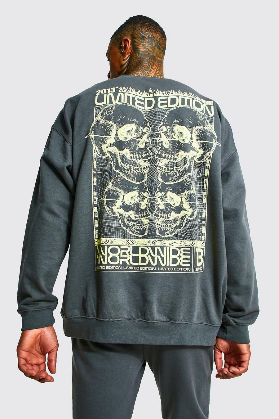 Charcoal Limited Edition Skull Graphic Sweater image number 1
