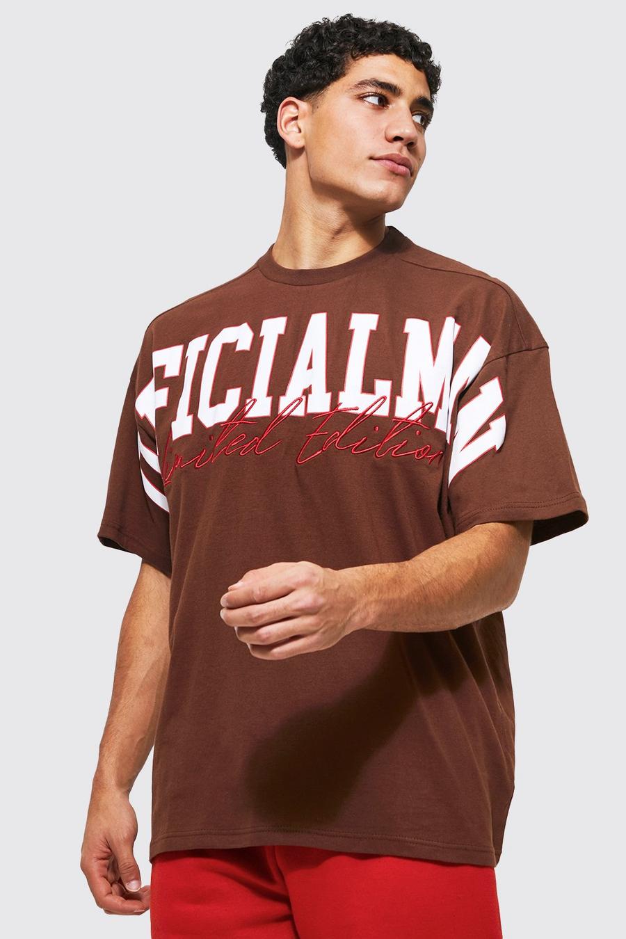 Chocolate Oversized Official Man Print T-shirt image number 1