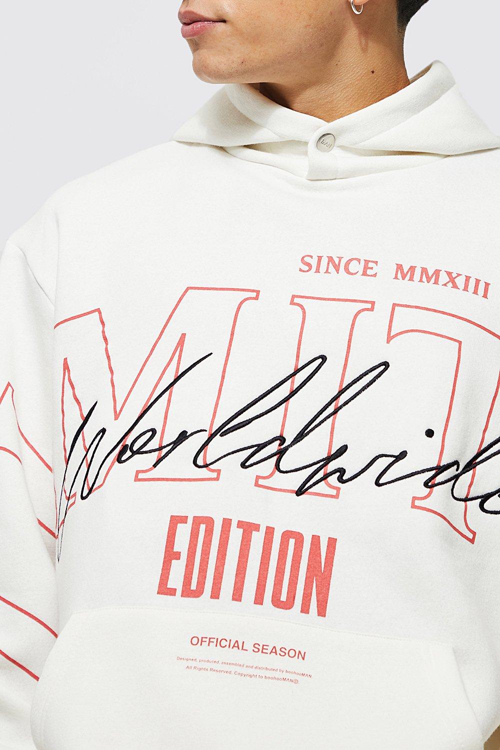 Boohooman hoodie with man print in white hot sale