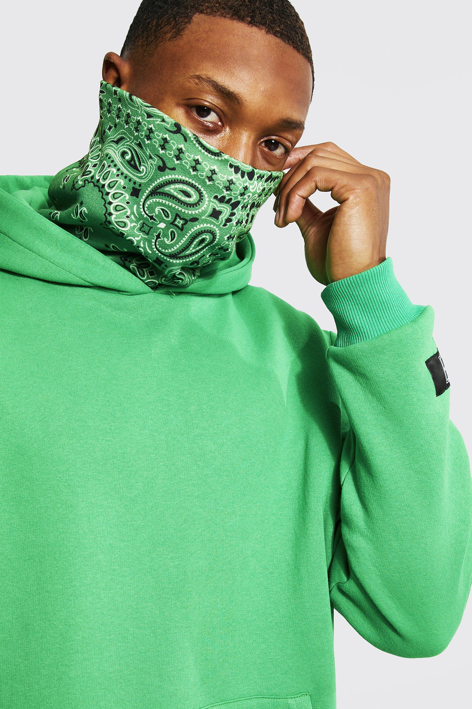 Man Bandana Print Snood Hoodie boohoo NO