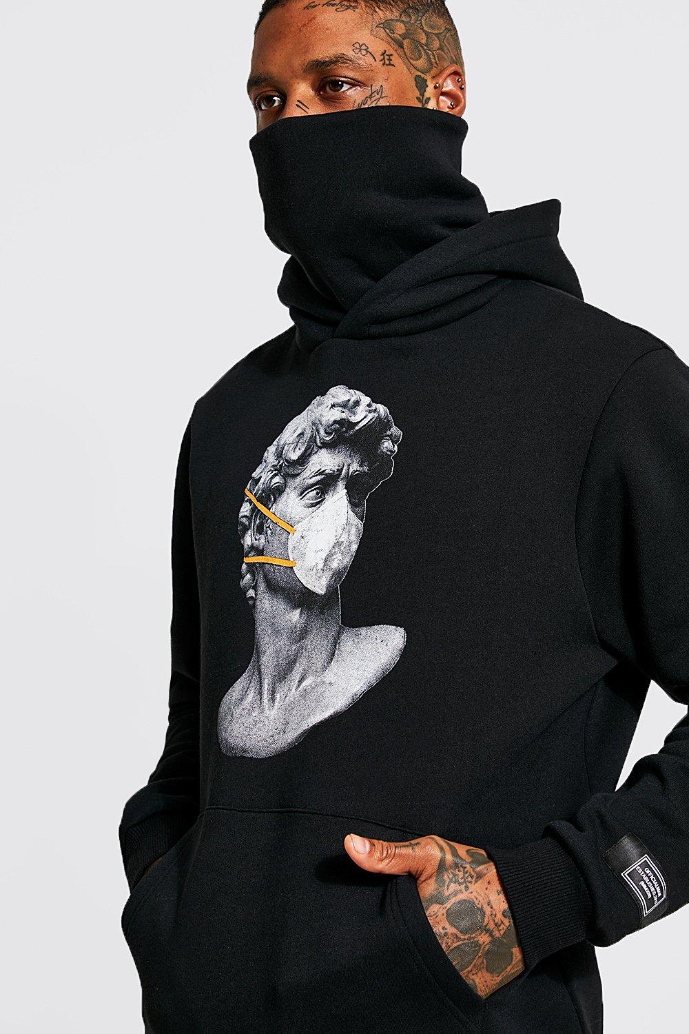 Statue Graphic Snood Hoodie boohoo