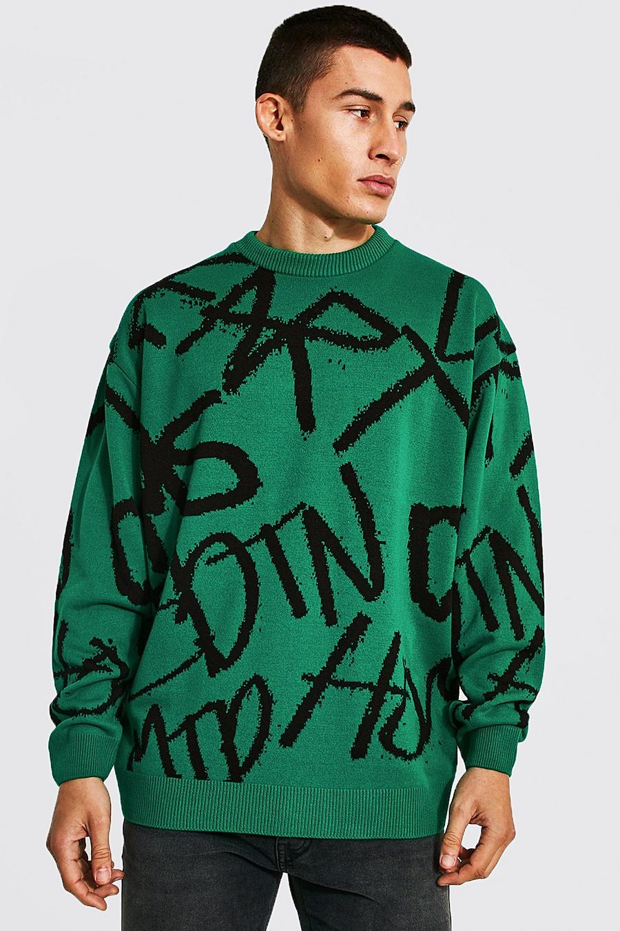 Oversize Pullover mit Print, Green image number 1