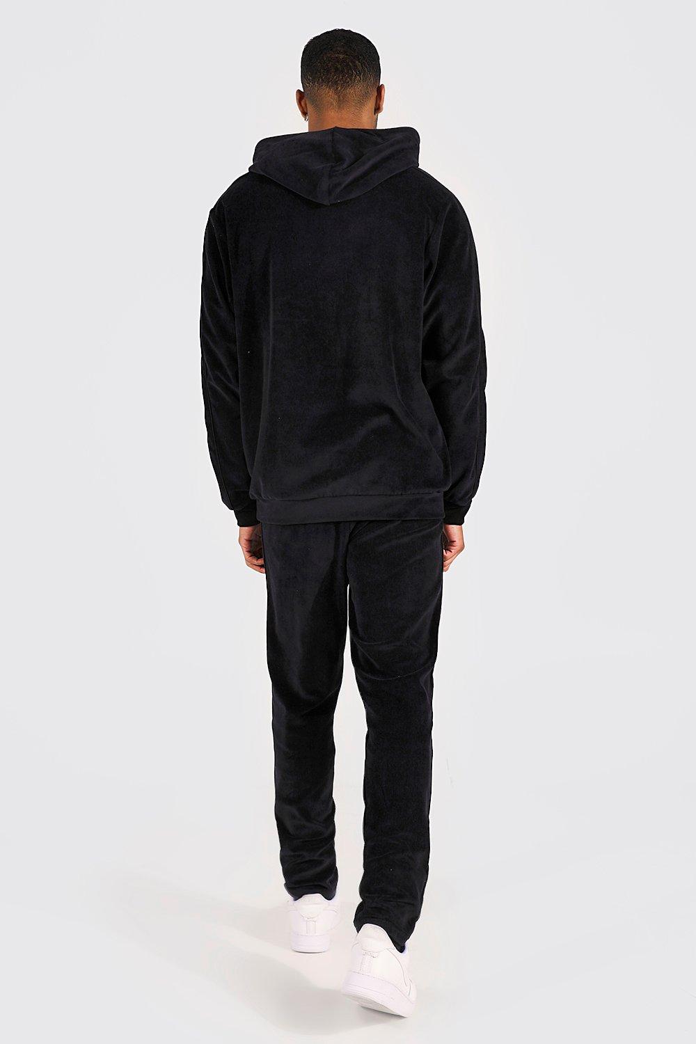 Black velour best sale tracksuit mens