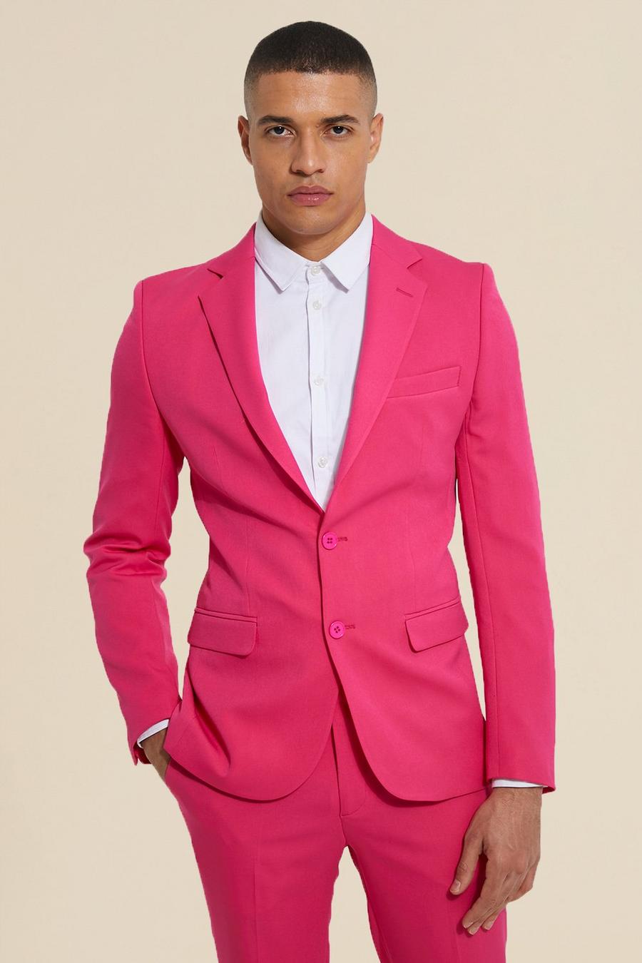 Einreihige Skinny-Anzugjacke, Pink image number 1