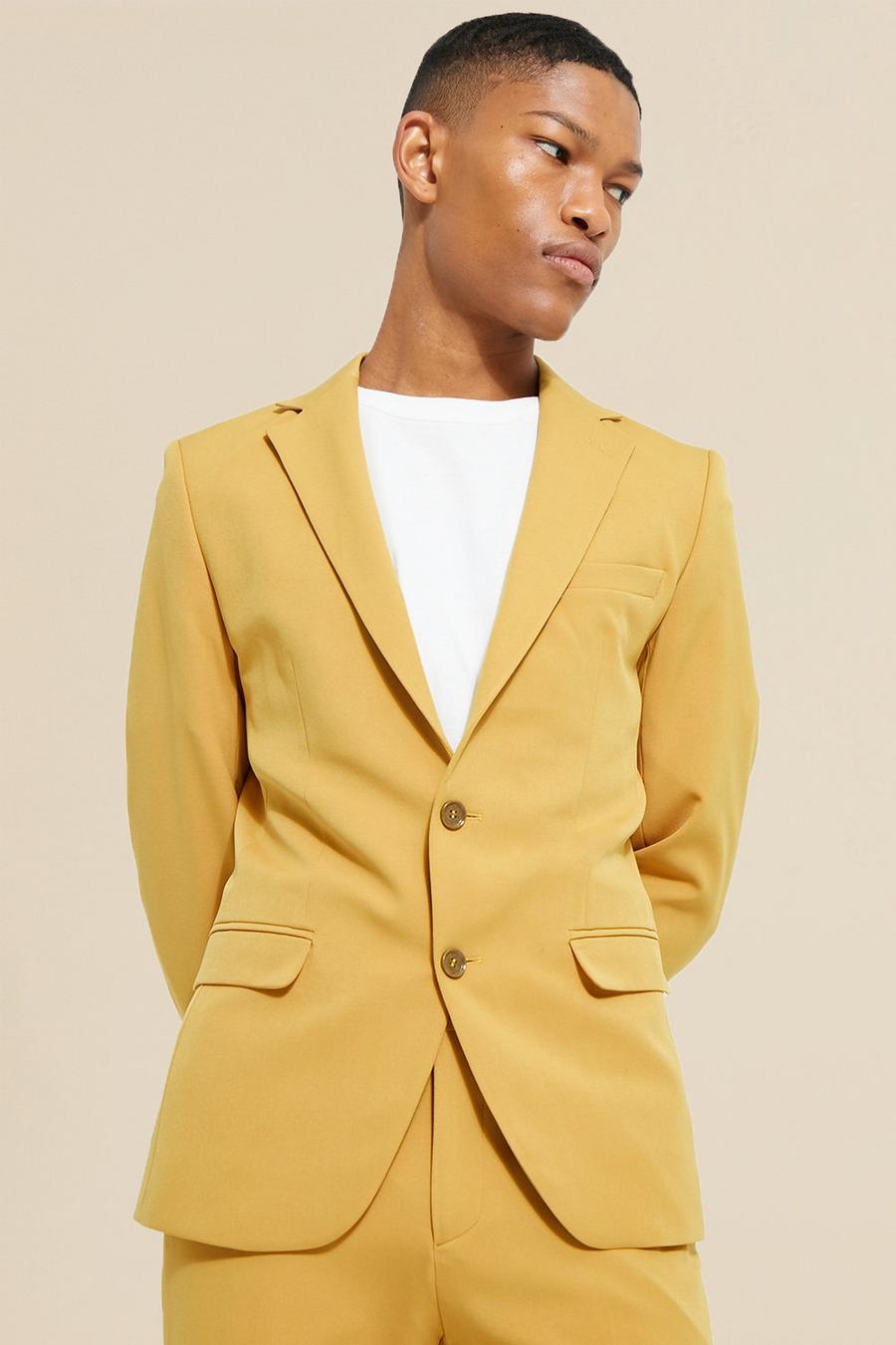 Mustard yellow Skinny Single Breasted Suit Jacket image number 1