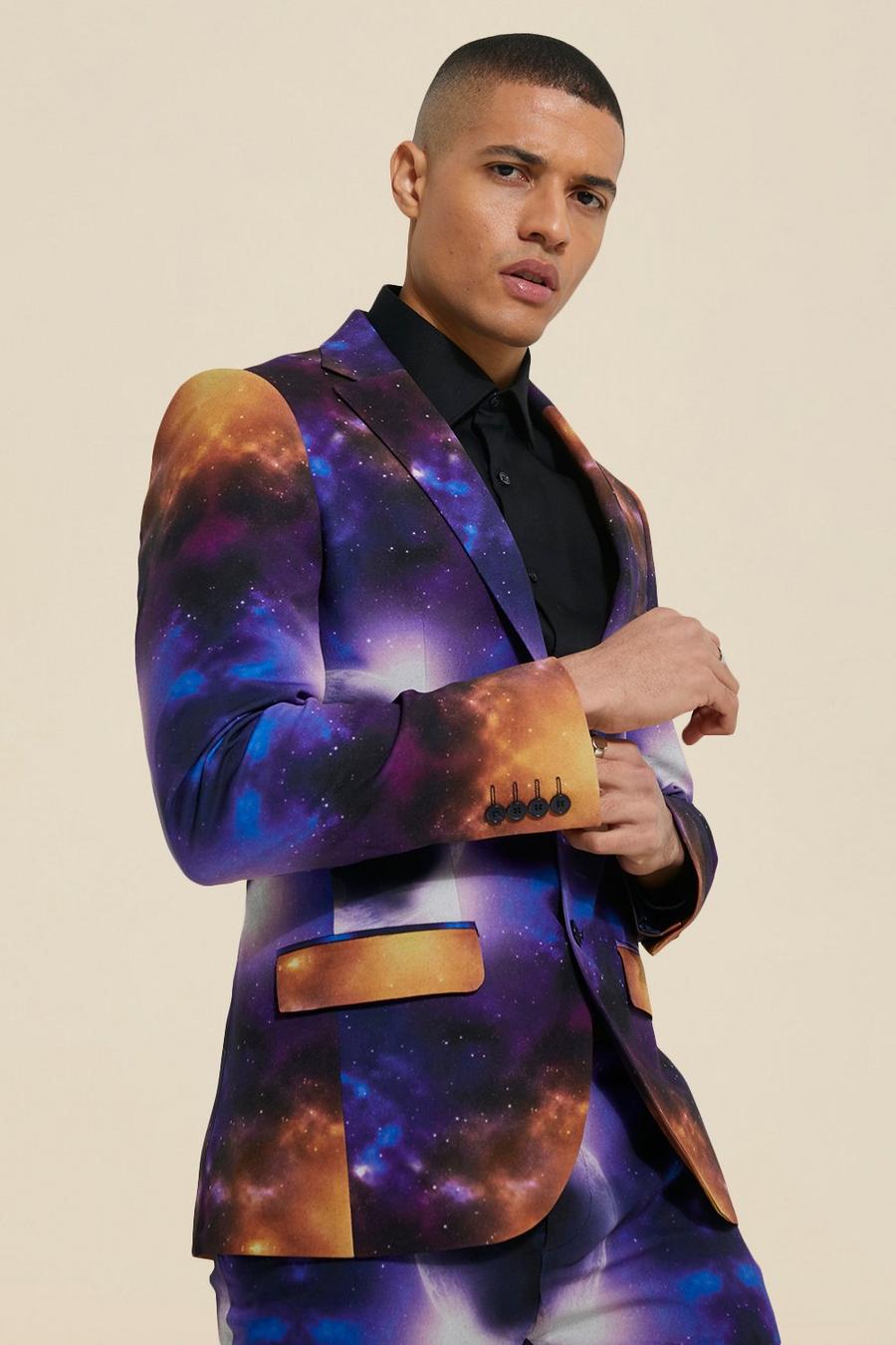 Multi Skinny Single Breasted Galaxy Suit Jacket image number 1