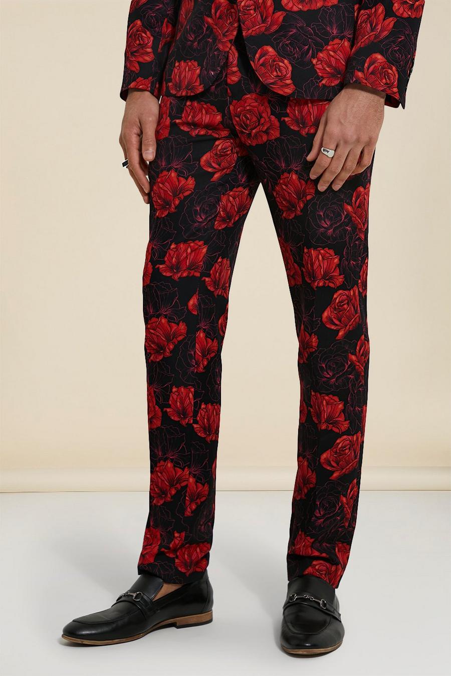 Pantaloni completo Skinny Fit a fiori, Black image number 1