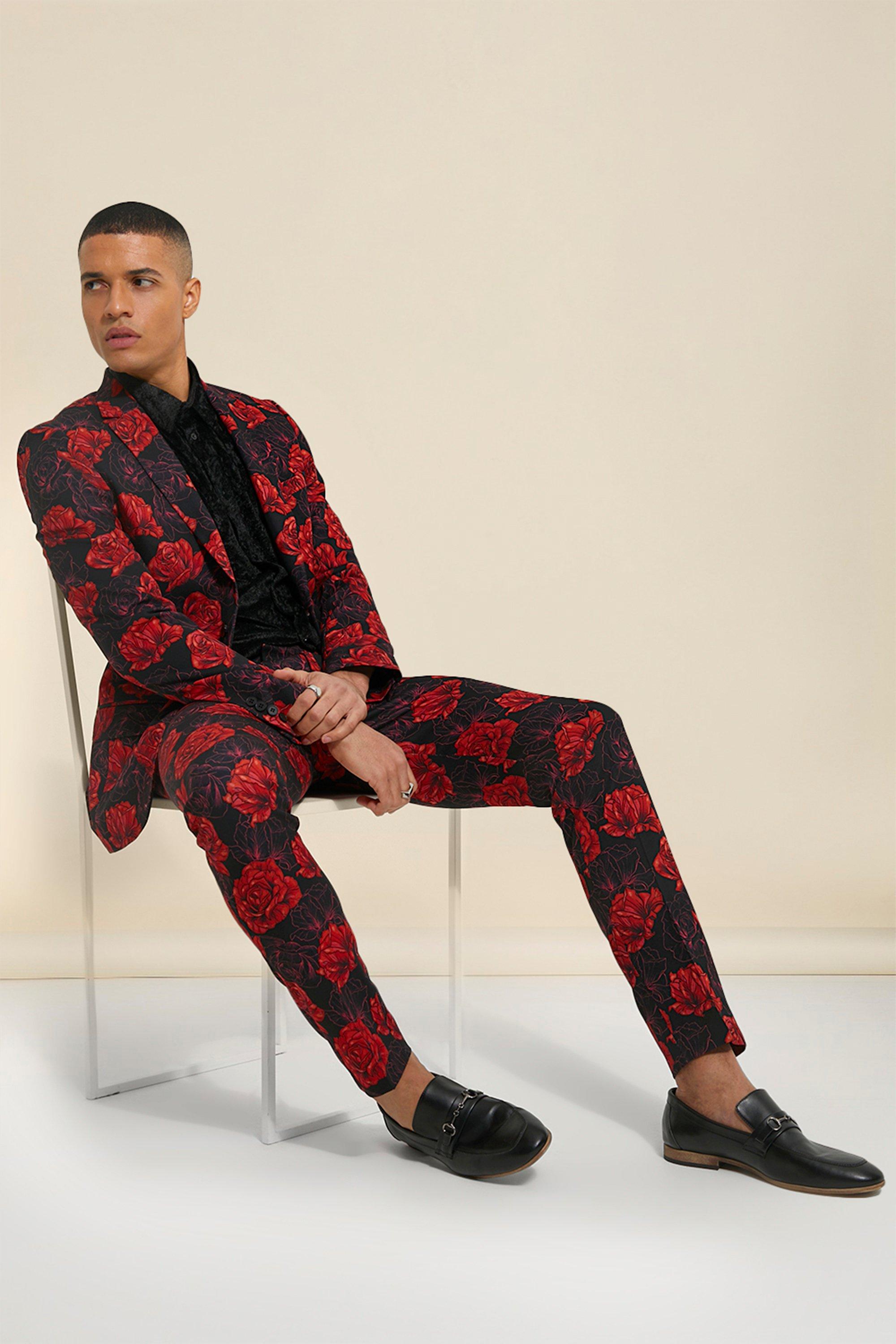 Skinny Floral Suit Trousers