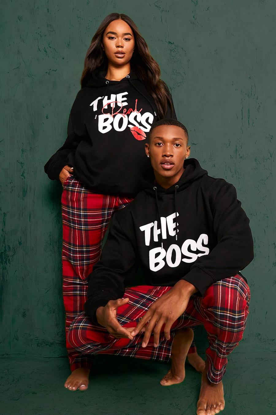Black His & Hers The Boss Loungewear Set image number 1